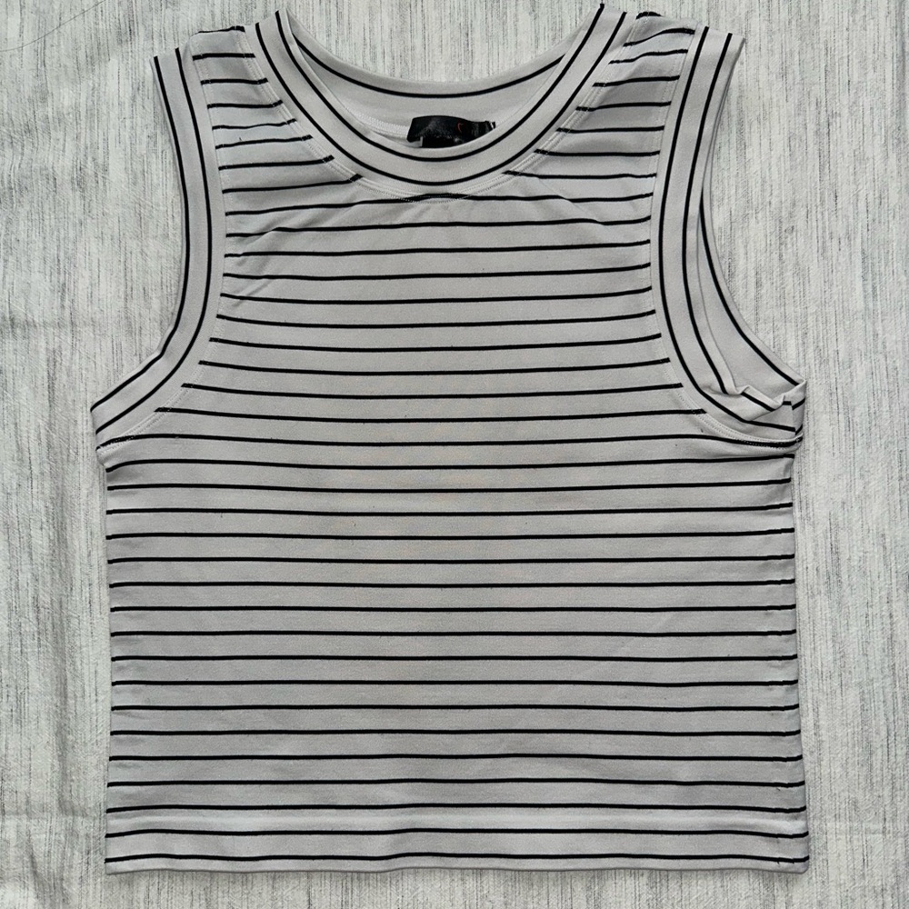 Striped Sleeveless Top - Black and White